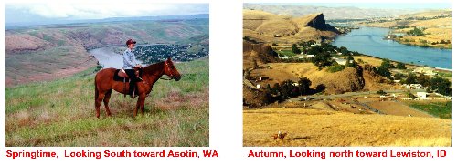 View of hills and river in the Lewiston-Clarkston valley